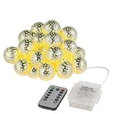 LEDGLE 20球 モロッコボール ストリングライト 7M 8モード リモコン付き IP65防水 単三電池式 (電球色)