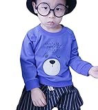 Plus Nao(プラスナオ) プリントトレーナー スウェット プルオーバートップス 子供服 秋冬 長袖 クルーネック 動物 アニマル フェイスプリン ブルー 140