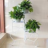 J-園芸ラック ラワースタンド フラワーラック3つの植物フラワーポットホルダーシェルフスタンドラックガーデンストレージシェルフ室内リビングルームバルコニーデコレーション（2色）のための鉄の金属立ってい