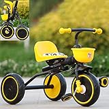 子供の三輪車折りたたみ自転車シンプルな屋内と屋外の2-4歳の黄色の自転車