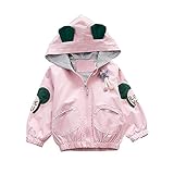 ALLAIBB ベビー アウター 長袖 秋  女の子 キッズ パーカー ジャンパー フード付き かわいい size 8 (ピンク)