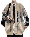 [ＤｅＢａｎｇＮｉ] カーディガン メンズ セーター ｖネック ゆったり ニットカーディガン 秋冬 カジュアルコート ケーブル編み 長袖 オーバーサイズ アウター 暖かいアプリコットU