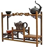 Newone 中国風 珍品棚　 アンティーク風 飾り棚　小棚　木製シェルフ　収納ラック　茶器　オブジェ　ニッチ (Size-1303)