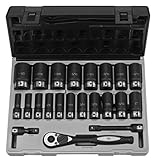 22pc 1/2"ドライブ 12ポイント インチ ディープ Duoソケットセット