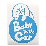 ブルー（青） 犬 キャバリアキングチャールズスパニエル 円 Baby in the car ベビー イン ザ カー ベビーインカー ステッカー 窓ガラス用...