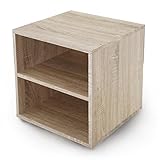 キューブボックス 収納 正立方体 棚付き 3段階調節 縦横使える リアル木目調 組み合わせ自由自在 幅39cm 1個単品販売 シェルフタイプ オーク