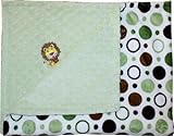 Lil Cub Hub 1BPGCGD-M Lion Minky Blanket - Green & Brown Circle Print with Sage Dot