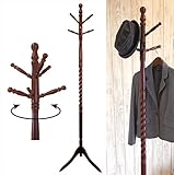 木製 ポール ハンガー PH-4848 ( 幅 49 × 奥行 49 × 高さ 183.5 cm フック ６本 ) ハンガーラック 天然木 木製ハンガー 360度 回転式 軽量 コートハンガー スタンドハンガー お洒落 洋服 帽子 ハット 