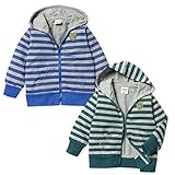 ベビー服 男の子 アウター フルジップ パーカー ジャケット ミニ裏毛 ボーダー柄 エンブレム ワッペン装飾 男児 ベビー (2.グリーン/80cm)
