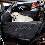 Cavoyo 犬 ドライブボックス 犬 車用ベッド 後部座席 中大型犬 犬 車 シート ペットドライブシート レザー リード付き 防水 折り畳み 半分 型崩れしない 車犬カーシート マット 飛び出し防止 ペットドライブボックス ハンモック 耐摩 滑り止め 汚れ防止 全車種 全種犬用猫用 ブラック 犬車に乗せるグッズ 柴犬 ペット用品 お出かけ 春 桜 ドライブベッド 犬