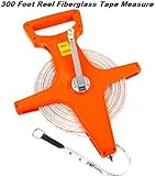 Open Reel Measuring Tape - 300 Foot Reel Fiberglass Tape Measure - Retractable Blade For Carpenter, 