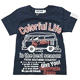 《初夏盛夏対応》 SUCRE(シュクル) バスプリント半袖Tシャツ 90cm /ネイビー NO.F-474195