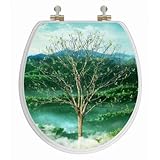 TOPSEAT 3D Vario Scenario Round Toilet Seat w/ Chromed Metal Hinges, Wood, Seasons by Topseat