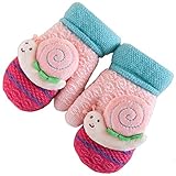 子供手袋可愛いカタツムリ お洒落キッズグローブ 秋冬 防寒用品 ミックス色　児童 通園/通学/アウトドア活動 軽量 汚れにくい アクセサリー 5歳以下子供に適用 (ピンク)