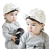 可愛い 耳付き 帽子 ツバ 折り曲げ角度自由 お散歩 お出掛け 熱中症 防止 キッズ 子供 幼児 モノトーン (白)