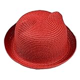 Laquest 耳付き かわいい 帽子 子供 キッズ 大人 ハット UVカット ベビー カンカン帽 (大人（56-58cm）, レッド)