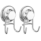 SANNO 吸引カップ付き強力フック 平らで滑らかな壁の表面にパワフルに装着 タオルやローブ掛けに 浴室、キッチン、シャワー室 メッキ 錆びない 304 ステンレススチール（2個）