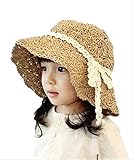 【On Dolce】 畳める かわいい 麦わら帽子 ストローハット キッズ 子供 女の子 用 ガーリー レトロ クラシック BH001 (ブラウン)