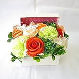 花 誕生日プレゼント女性 プレゼント ソープフラワー フレグランス フラワー 造花 (お花の宝石箱オレンジＳ)
