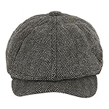 Refaxi 男性のフラットキャップツイードヘリングボーン・ニューズボーイ・ベイカー・ボーイ・ハット・リヴィー・ギャツビー・ピーク・ブリーダーズ（グレー）