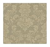 York Wallcoverings Wind River Scrolling Damask 8 x 10 Wallpaper Memo Sample Pearled Pale Silver/Soft