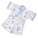 ベビー男の子　ガーゼ甚平 ペンギン 水色 80cm