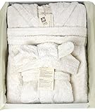 出産祝いに親子ペアのオーガニックコットン　バスローブセット　ナチュラル ギフトボックス入り(98/104(100cm)-176cm)