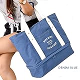 Shin Ken多機能旅行バッグ 特大サイズ シューズ収納 スーツケースの持ち手に通せるマザーズバッグ トートバッグ (マリンブルー)