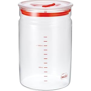 iwaki(イワキ) 耐熱ガラス 密閉容器 キャニスター 径12.4×高さ18.1cm 1.45L KBT7003M-R