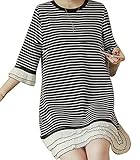 Marshel マタニティ チュニック レディース 春 フリル ボーダー 産前 産後 妊婦服 ブラック XL 【授乳口付き】