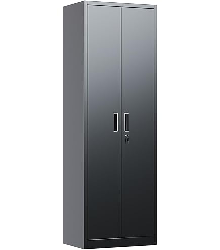 Amazon.co.jp: GangMei スチール書庫 鍵付きキャビネット 5段