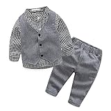 FEYG 男の子 フォーマル セット ベビー お出かけ 服 上下セット シャツ ベスト ズボン ３点セット (95, ブラック　)