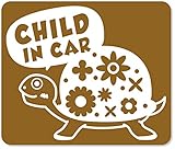 imoninn CHILD in car ステッカー　【マグネットタイプ】　No.53　カメさん　（ゴールドメタリック）