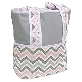 Hoohobbers Tote Diaper Bag, Chevron Pink by Hoohobbers