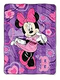 Minnie Mouse Red Sox Throw Blanket MLB Disney Floating Hearts [並行輸入品]