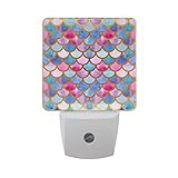 naanleマーメイドScales Fish Scales明るい夏ゴールド自動センサーLED Dusk to Dawnナイトライトプラグinインドアfor Adults