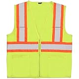 ERB Safety 61820 S383P Class 2 Mesh Contrasting Trim Safety Vests, 4X, Hi-Viz Lime by ERB
