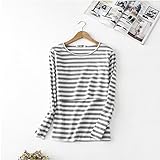 KLUMA Tシャツ レデイース 授乳服 マタニティ 授乳口 長袖 すっきりネックライン 授乳トップス マタニティウェア 柔らかコットン 縞模様