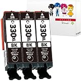 Shower インクカートリッジ キヤノン用 BCI-330XL (BK/ブラック) 3本セット (大容量) 互換インク QR/WEB説明あり 【Green Shower製】は国内梱包検品を実施【安心一年パック】 BCI-330XLBK