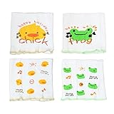 可愛い ベビー用腹巻 お得な4枚組 カエル ヒヨコ (高さ約18㎝、よこ約16㎝, イエロー＆グリーン)