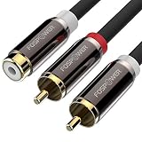 FosPower Y型 (Yスプリッタ) 2オス-1メス RCA アダプター ステレオオーディオ 延長 変換ケーブル 金メッキコネクタ付き- 20cm (2オス- 1メス)