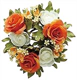 エルアーツ 造花 ミニローズリング 直径12cm・花径3~5cm オレンジ E3786-07