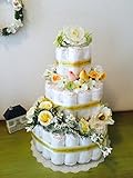 おむつケーキ３段 Happy Bird (パンパースＳ, イェロー) 豪華で上品な出産祝い