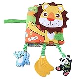 Jollybaby ベビーバンパー 布の絵本 動物いっぱい 怪我から保護 リバーシブル 10面 かわいい (ライオン)