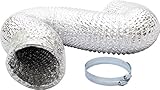 iPower GLDUCT8C Non-Insulated Ducting Aluminum Foil Vent with 2 Clamps, 8-Feet 6-Inch, ProFlex Cloth