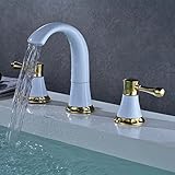 aurlurmウォーターフォール浴室蛇口シングルハンドル洗面、バスルームシンク蛇口の色変更LEDウォーターフォールハンドル盆地ミキサータップ ホワイト NVH6623