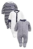(ネクスト) NEXT 足つきカバーオール 3枚組 男の子 Navy Stripe Sleepsuits Three Pack 6-9mths (6-9ヶ月, Navy Stripe) [並行輸入品]