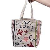 NeoConcept トートバッグ バケツカバン ショッピング 白い 花の枝 麻 カジュアル 高さ48cm 幅37cm厚さ18cm