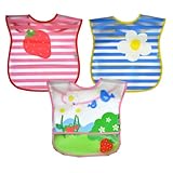green sprouts Wipe-Off Bib, Pink Garden, 3 Count by green sprouts