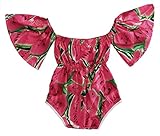 StylesILoveスイカパターン用フリル付き袖ベビーガールズSunsuitロンパース カラー: レッド